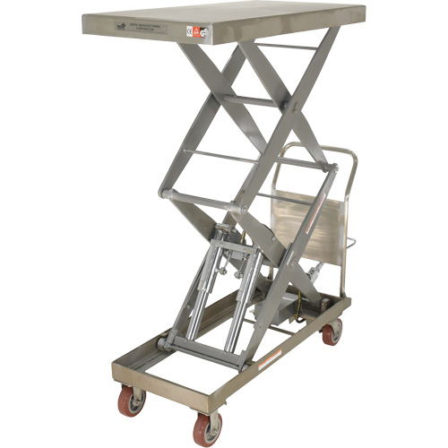 Table &eacute;l&eacute;vatrice hydraulique manuelle &agrave; ciseaux, 47-1/2" lo x 24" la, Partiellement en acier inoxydable, Capacit&eacute; 1500 lb Nuna Depot Inc.