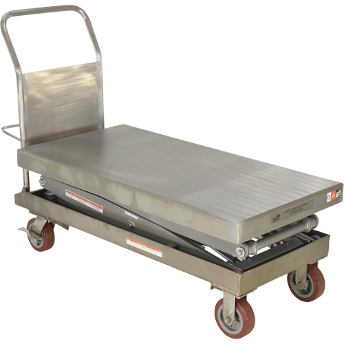 Table &eacute;l&eacute;vatrice hydraulique manuelle &agrave; ciseaux, 47-1/2" lo x 24" la, Partiellement en acier inoxydable, Capacit&eacute; 1500 lb Nuna Depot Inc.