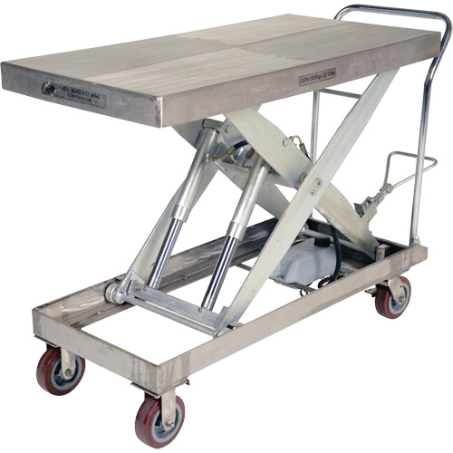 Table &eacute;l&eacute;vatrice hydraulique manuelle &agrave; ciseaux, 47" lo x 24" la, Partiellement en acier inoxydable, Capacit&eacute; 2000 lb Nuna Depot Inc.