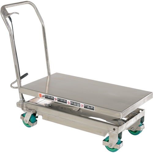 Manual Hydraulic Scissor Lift Table, 36-1/4" L x 19-3/8" W, Stainless Steel, 600 lbs. Capacity Nuna Depot Inc.