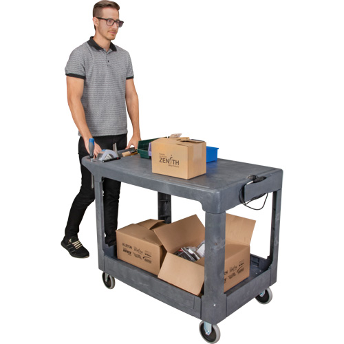 Flat-Shelf Utility Service Cart, 2 Tiers, 25-1/4" x 32-1/4" x 44", 550 lbs. Capacity Nuna Depot Inc.