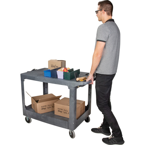 Flat-Shelf Utility Service Cart, 2 Tiers, 25-1/4" x 32-1/4" x 44", 550 lbs. Capacity Nuna Depot Inc.