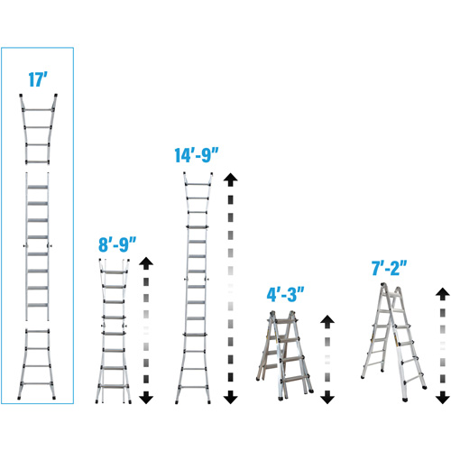 Telescoping Multi-Position Ladder, Aluminum, 300 lbs., CSA Grade 1A Nuna Depot Inc.