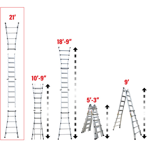 Telescoping Multi-Position Ladder, Aluminum, 300 lbs., CSA Grade 1A Nuna Depot Inc.