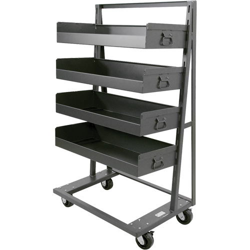 Chariot &agrave; cadre en A robuste &agrave; un c&ocirc;t&eacute; avec 4 grands plateaux &agrave; rebord, 38" x 25" x 63", Capacit&eacute; 2500 lb Nuna Depot Inc.