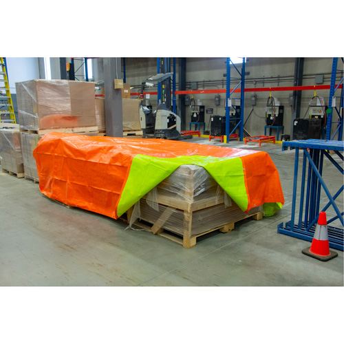 B&acirc;che tiss&eacute;e robuste haute visibilit&eacute;, Poly&eacute;thyl&egrave;ne, Vert/Orange, 16' x 20' x 12 mils Nuna Depot Inc.