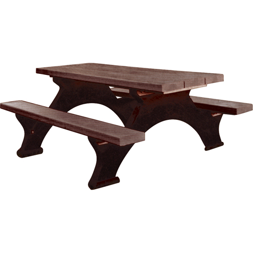 Recycled Plastic Picnic Tables, 8' L x 61-1/2" W, Brown Nuna Depot Inc.