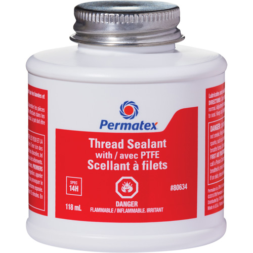 Thread Sealant with PTFE, Brush Top Bottle, 118 ml, -54°C - 150°C/-65°F - 300°F Nuna Depot Inc.