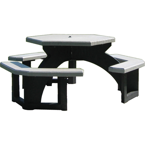 Recycled Plastic Hexagon Picnic Tables, 78" L x 78" W, Grey Nuna Depot Inc.