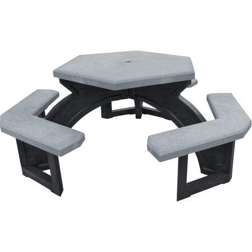 Recycled Plastic Hexagon Picnic Tables, 78" L x 78" W, Grey Nuna Depot Inc.