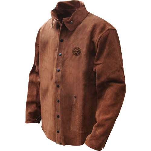 Veste de soudage en cuir fleur de vache refendu Gander Brand, Cuir, 2T-Grand, Brun Nuna Depot Inc.