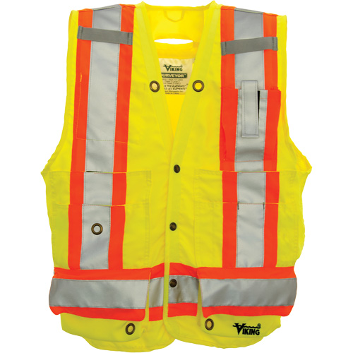 Veste de s&eacute;curit&eacute; pour arpenteur, Jaune lime haute visibilit&eacute;, Grand, Polyester Nuna Depot Inc.