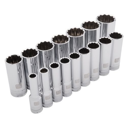 Jeu de douilles SAE, 16 Mcx, Prise de 1/2", Profond Nuna Depot Inc.