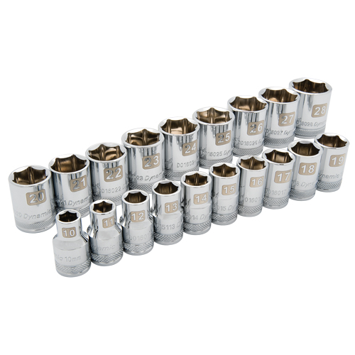 Metric Socket Set, 19 Pcs, 1/2" Drive Size Nuna Depot Inc.