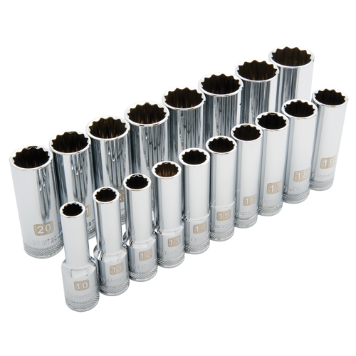 Metric Socket Set, 18 Pcs, 1/2" Drive Size, Deep Nuna Depot Inc.