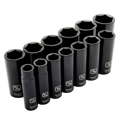SAE Socket Set, 13 Pcs, Impact, 1/2" Drive Size, Deep Nuna Depot Inc.