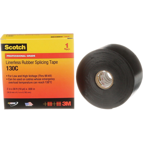 Scotch&reg; Professional Grade Linerless Rubber Splicing Tape, 50.8 mm (2") W x 9 m (30') L, 30 mils, Black Nuna Depot Inc.