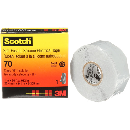 Scotch&reg; Self-Fusing Silicone Rubber Electrical Tape, 25.4 mm (1") x 9 m (30'), Grey, 12 mils Nuna Depot Inc.