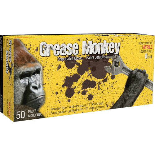 Gants Grease Monkey, Grand, Nitrile, 8 mils, Sans poudre, Noir Nuna Depot Inc.