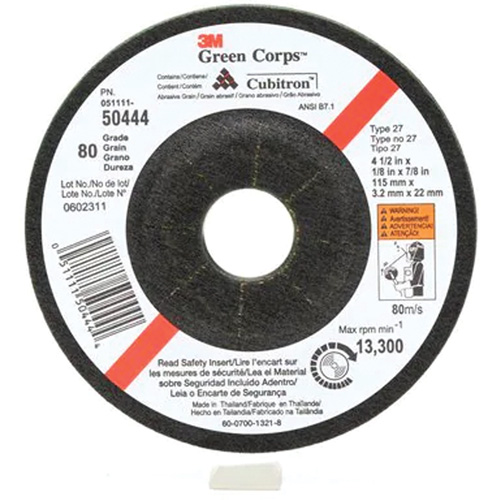 Meule flexible Green Corps, 4-1/2" x 1/8", Arbre 7/8", C&eacute;ramique, Type 27 Nuna Depot Inc.