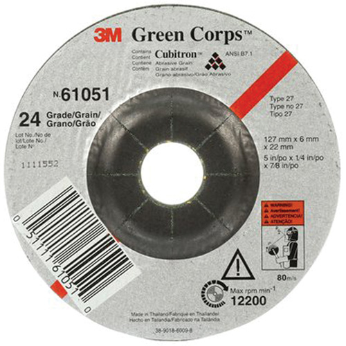 Meule flexible Green Corps, 5" x 1/4", Arbre 7/8", C&eacute;ramique, Type 1 Nuna Depot Inc.