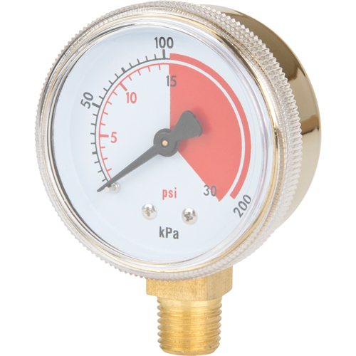 Brass Gauge, 2-1/2" , 30 psi, Bottom Mount, Analogue Nuna Depot Inc.