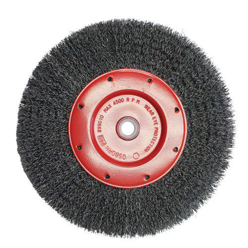 Economy Crimped Wire Wheel Brushes - Narrow Face, 6" Dia., 0.014 Fill, 2" Arbor Nuna Depot Inc.
