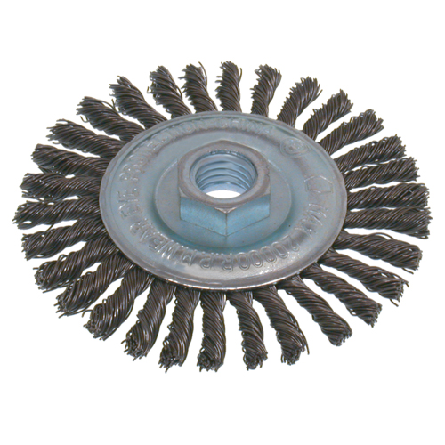 Economy High Speed Stringer Bead Knot Wire Wheel Brush, 6" Dia., 0.02" Fill, 5/8"-11 Arbor, Stainless Steel Nuna Depot Inc.
