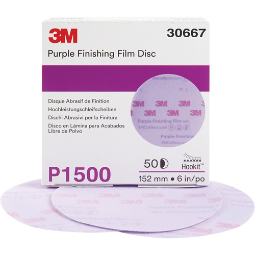 Hookit Purple Finishing Film Abrasive Disc, 6" Dia., P1500 Grit, Aluminum Oxide Nuna Depot Inc.