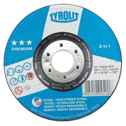 Premium 2-in-1 Grinding Wheel, 5" x 9/32", 7/8" Arbor, Type 27 Nuna Depot Inc.