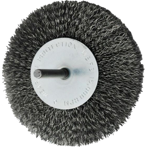 Brosses mont&eacute;es &agrave; fils cr&ecirc;p&eacute;s circulaires, 4", Fils 0,008", Tige 1/4" Nuna Depot Inc.