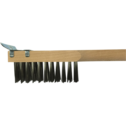 Brosse de nettoyage avec racloir, Acier inoxydable, 3 x 10 rangs de fils, Longueur 20" Nuna Depot Inc.