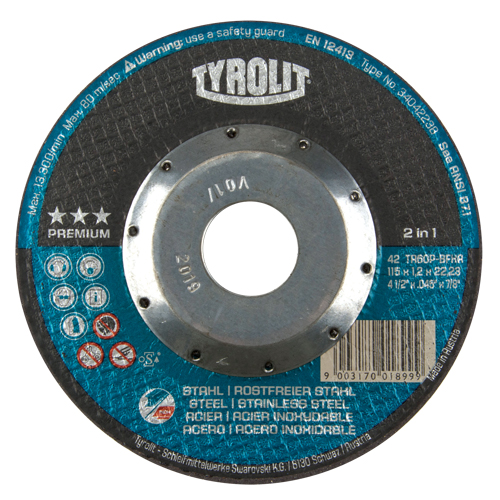 Meule &agrave; tronçonner profonde de premi&egrave;re qualit&eacute; Thincut, 7" x 1/16", Arbre de 7/8", Type 27, Oxyde d'aluminium, 8600 Tr/min Nuna Depot Inc.