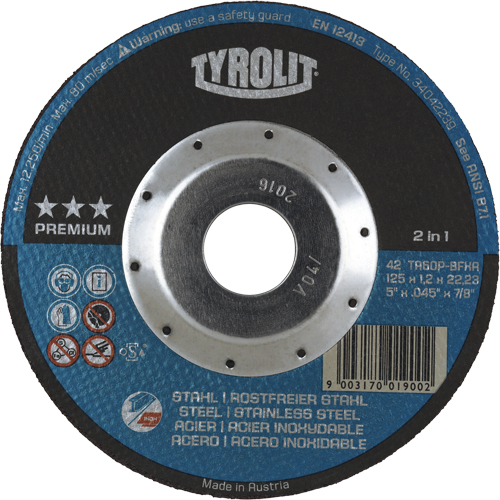 Meule &agrave; tronçonner profonde de premi&egrave;re qualit&eacute; Thincut, 7" x 1/16", Arbre de 7/8", Type 27, Oxyde d'aluminium, 8600 Tr/min Nuna Depot Inc.