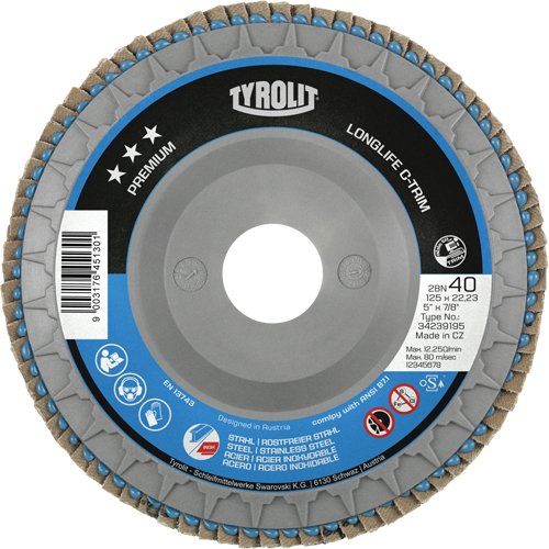 Disque &agrave; lamelles Long Life C-Trim, 4-1/2" x 7/8", Type 29, Grain 80, Zirconium Nuna Depot Inc.