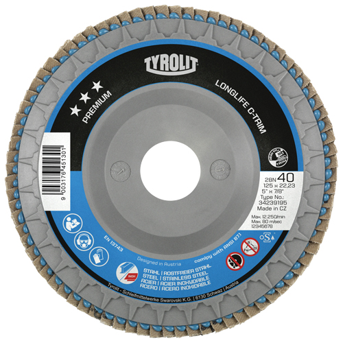 Heavy-Duty C-Trim Flap Disc, 6" x 7/8", Type 29, 40 Grit, Zirconium Nuna Depot Inc.