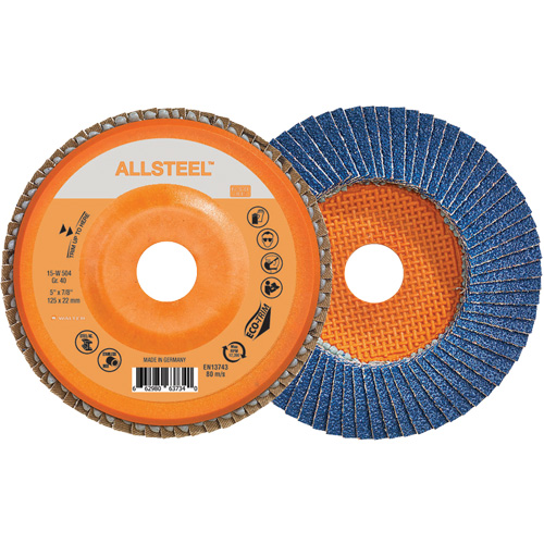 AllSteel Flap Disc, 5" x 7/8", Type 27, 40 Grit, Zirconia Alumina Nuna Depot Inc.