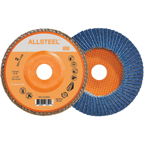 AllSteel Flap Disc, 6" x 7/8", Type 27, 40 Grit, Zirconia Alumina Nuna Depot Inc.