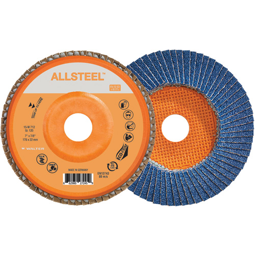 Disque &agrave; lamelles AllSteel, 7" x 7/8", Type 27, Grain 120, Alumine de zirconium Nuna Depot Inc.