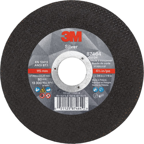 Meule &agrave; tronçonner Silver, 4-1/2" x 0,04", Arbre de 7/8", Type 1, C&eacute;ramique, 13 300 Tr/min Nuna Depot Inc.