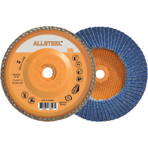 AllSteel Flap Disc, 5" x 5/8"-11, Type 27, 40 Grit, Zirconia Alumina Nuna Depot Inc.