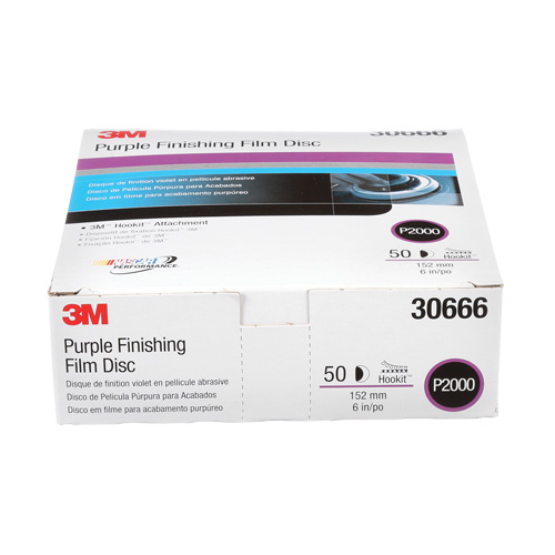 Hookit Finishing Film Disc, 6" Dia., P2000 Grit, Aluminum Oxide, Film Nuna Depot Inc.