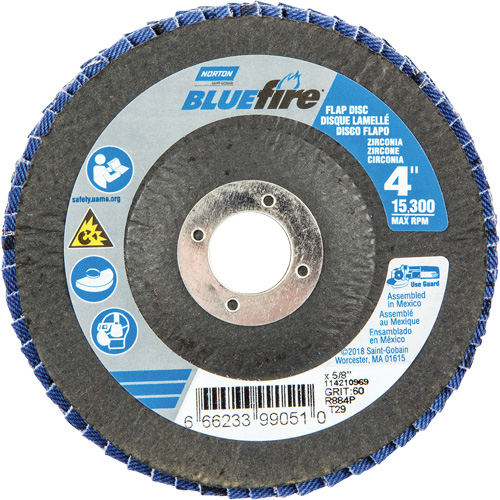 R884P BlueFire&reg; Conical Flap Disc, 4" x 5/8", Type 29, P60 Grit, Zirconia Alumina Nuna Depot Inc.