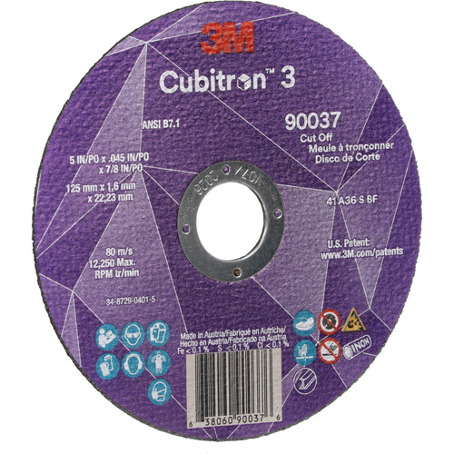 Cubitron 3 Cut-Off Wheel, 5" x 0.045", 7/8" Arbor, Type 1, Ceramic, 12250 RPM Nuna Depot Inc.
