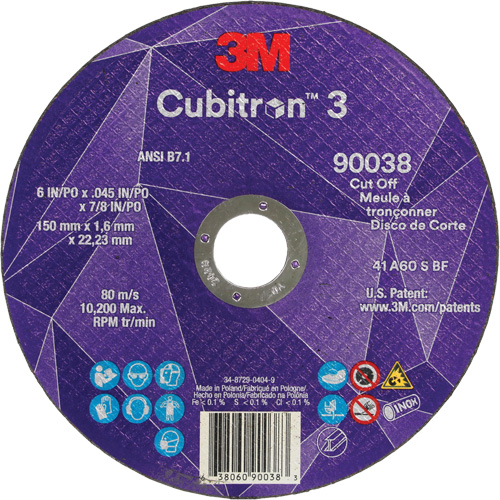 Meule &agrave; tronçonner Cubitron 3, 6" x 0,045", Type T27, C&eacute;ramique, 10 200 Tr/min Nuna Depot Inc.