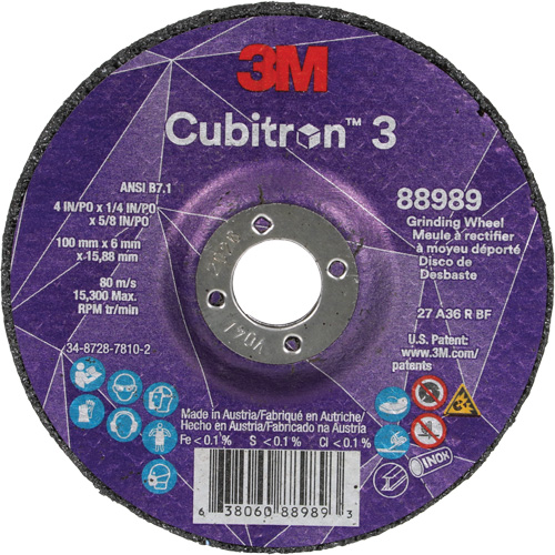 Meule a moyeu d&eacute;port&eacute; Cubitron 3, 4" x 1/4", Arbre 5/8", C&eacute;ramique, Type T27 Nuna Depot Inc.