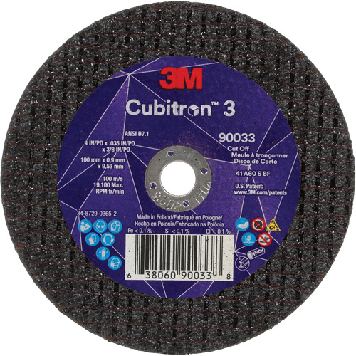 Meule &agrave; tronçonner Cubitron 3, 4" x 0,035", Arbre de 3/8", Type T1, C&eacute;ramique, 21000 Tr/min Nuna Depot Inc.