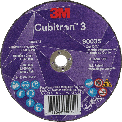 Meule &agrave; tronçonner Cubitron 3, 4" x 1/8", Arbre de 3/8", Type T1, C&eacute;ramique, 21000 Tr/min Nuna Depot Inc.