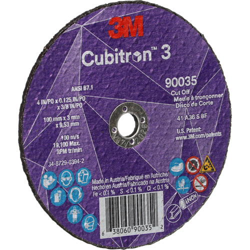 Meule &agrave; tronçonner Cubitron 3, 4" x 1/8", Arbre de 3/8", Type T1, C&eacute;ramique, 21000 Tr/min Nuna Depot Inc.