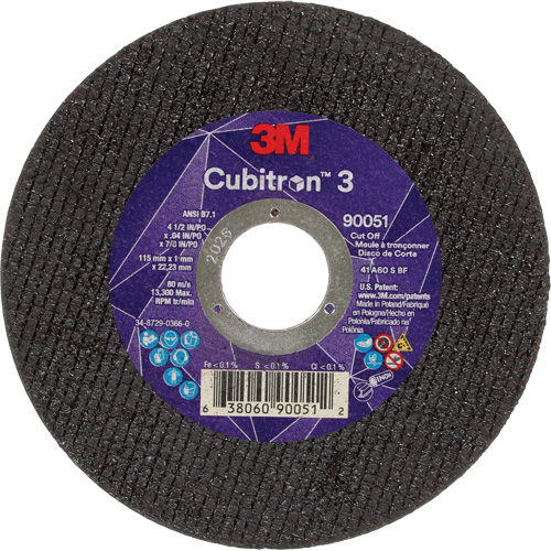 Meule &agrave; tronçonner Cubitron 3, 4-1/2" x 0,04", Arbre de 7/8", Type T1, C&eacute;ramique, 13 300 Tr/min Nuna Depot Inc.